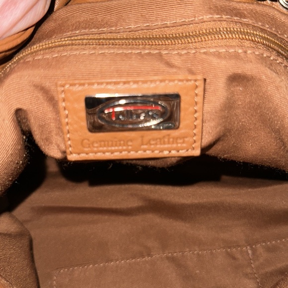 Talbots genuine tan leather bag with braided strap and silver accents cute 🥰 - Picture 6 of 12